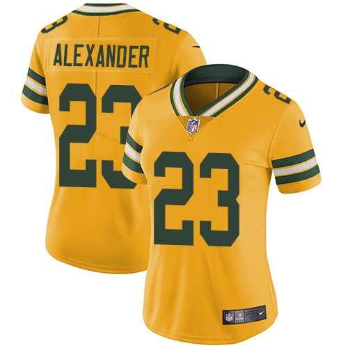 Women's Nike Green Bay Packers #23 Jaire Alexander Yellow Stitched NFL Limited Rush Jersey