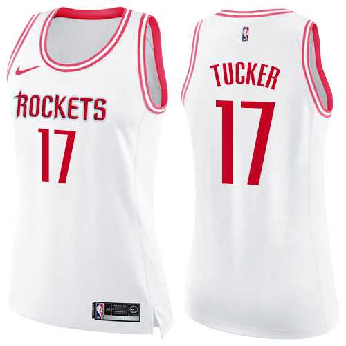 Women's Nike Houston Rockets #17 PJ Tucker White Pink NBA Swingman Fashion Jersey