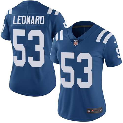 Women's Nike Indianapolis Colts #53 Darius Leonard Royal Blue Team Color Stitched NFL Vapor Untouchable Limited Jersey