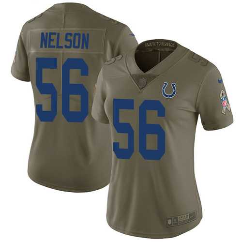 Women's Nike Indianapolis Colts #56 Quenton Nelson Olive Stitched NFL Limited 2017 Salute to Service Jersey