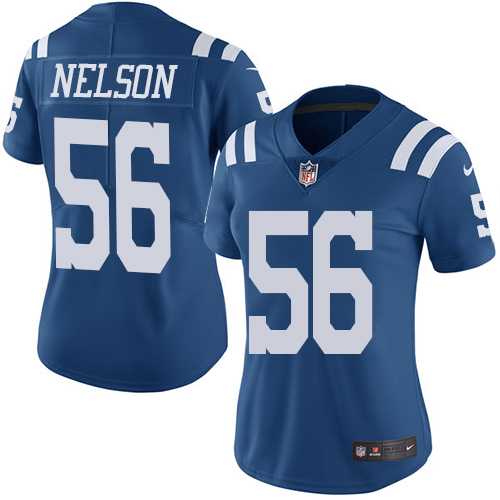 Women's Nike Indianapolis Colts #56 Quenton Nelson Royal Blue Stitched NFL Limited Rush Jersey