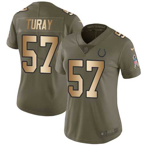 Women's Nike Indianapolis Colts #57 Kemoko Turay Olive Gold Stitched NFL Limited 2017 Salute to Service Jersey