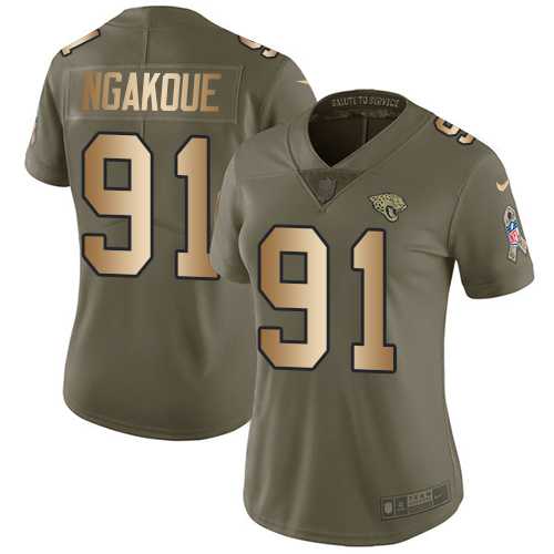 Women's Nike Jacksonville Jaguars #91 Yannick Ngakoue Olive Gold Stitched NFL Limited 2017 Salute to Service Jersey