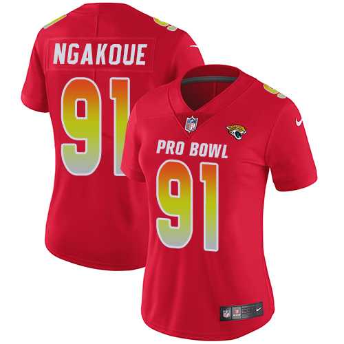 Women's Nike Jacksonville Jaguars #91 Yannick Ngakoue Red Stitched NFL Limited AFC 2018 Pro Bowl Jersey