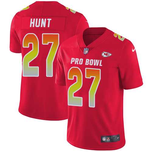 Women's Nike Kansas City Chiefs #27 Kareem Hunt Red Stitched NFL Limited AFC 2018 Pro Bowl Jersey