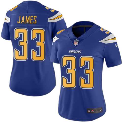 Women's Nike Los Angeles Chargers #33 Derwin James Electric Blue Stitched NFL Limited Rush Jersey