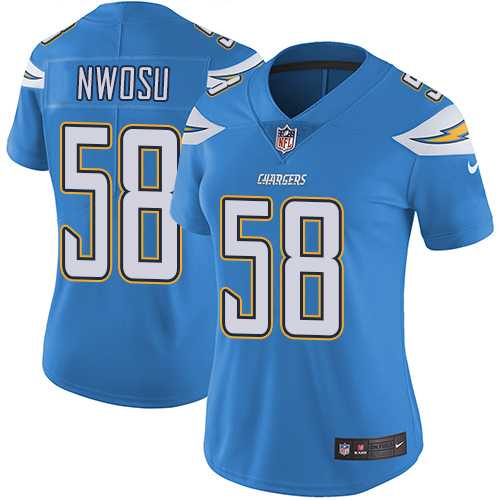Women's Nike Los Angeles Chargers #58 Uchenna Nwosu Electric Blue Alternate Stitched NFL Vapor Untouchable Limited Jersey