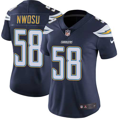 Women's Nike Los Angeles Chargers #58 Uchenna Nwosu Navy Blue Team Color Stitched NFL Vapor Untouchable Limited Jersey