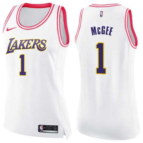 Women's Nike Los Angeles Lakers #1 JaVale McGee White Pink NBA Swingman Fashion Jersey