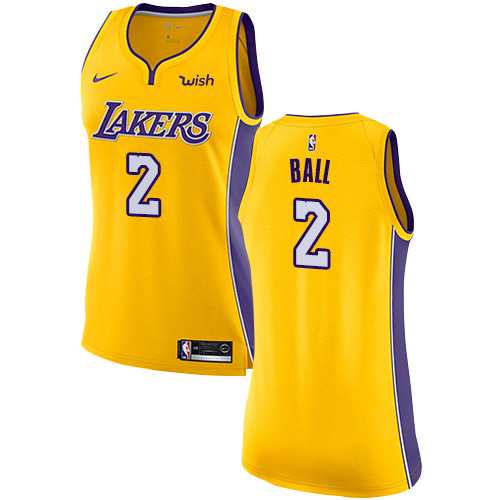 Women's Nike Los Angeles Lakers #2 Lonzo Ball Gold NBA Swingman Icon Edition Jersey