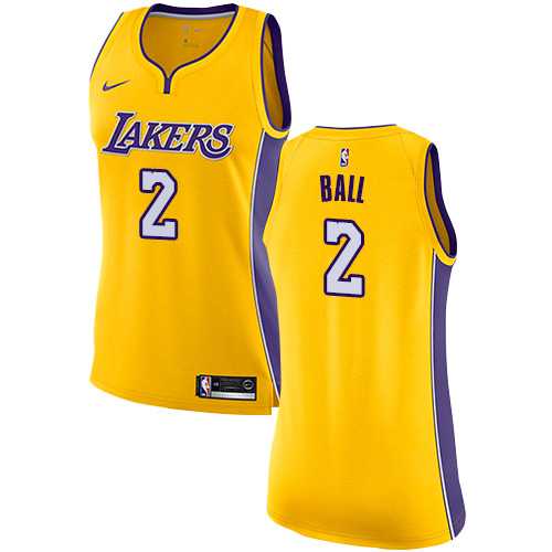 Women's Nike Los Angeles Lakers #2 Lonzo Ball Gold NBA Swingman Icon Edition Jersey