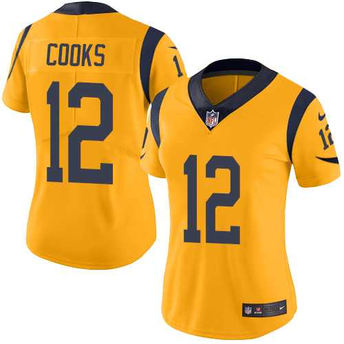 Women's Nike Los Angeles Rams #12 Brandin Cooks Gold Stitched NFL Limited Rush Jersey