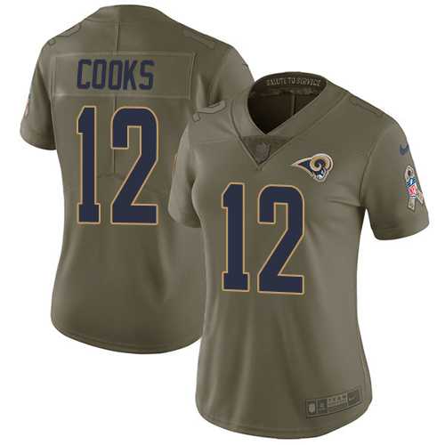Women's Nike Los Angeles Rams #12 Brandin Cooks Olive Stitched NFL Limited 2017 Salute to Service Jersey