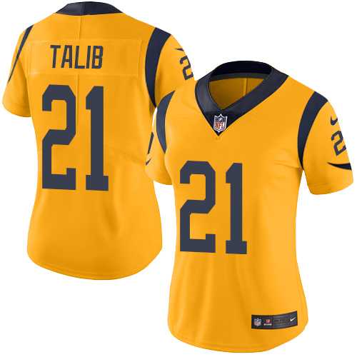 Women's Nike Los Angeles Rams #21 Aqib Talib Gold Stitched NFL Limited Rush Jersey