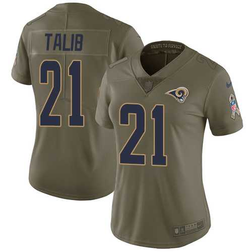 Women's Nike Los Angeles Rams #21 Aqib Talib Olive Stitched NFL Limited 2017 Salute to Service Jersey