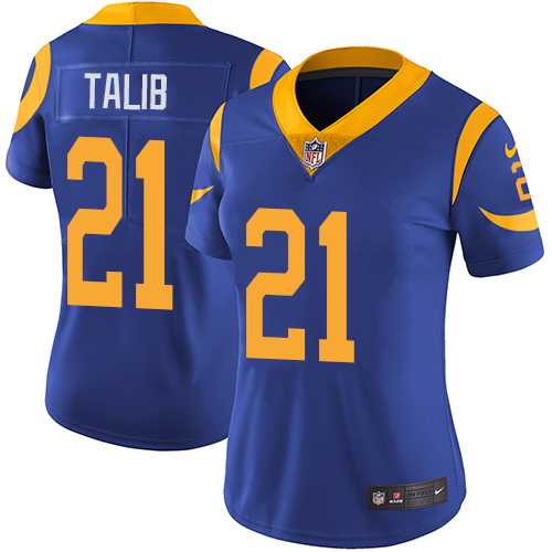 Women's Nike Los Angeles Rams #21 Aqib Talib Royal Blue Alternate Stitched NFL Vapor Untouchable Limited Jersey Women's Nike Los Angeles Rams #21 Aqib Talib Royal Blue Alternate Stitched NFL Vapor Untouchable Limited Jersey