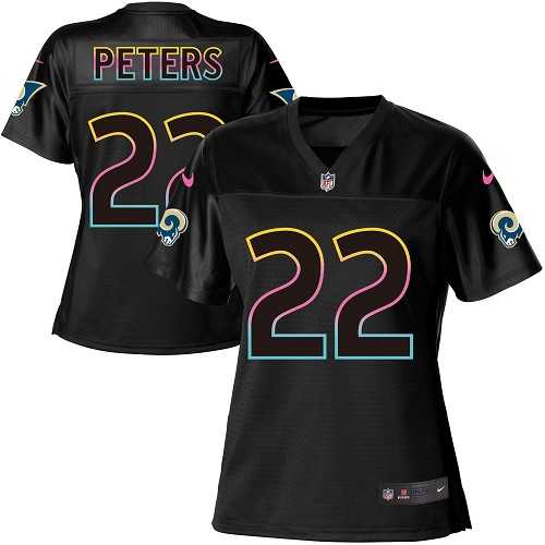 Women's Nike Los Angeles Rams #22 Marcus Peters Black NFL Fashion Game Jersey