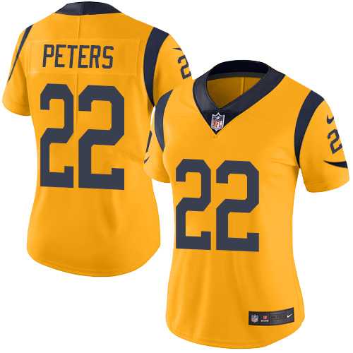 Women's Nike Los Angeles Rams #22 Marcus Peters Gold Stitched NFL Limited Rush Jersey