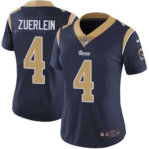 Women's Nike Los Angeles Rams #4 Greg Zuerlein Navy Blue Team Color Stitched NFL Vapor Untouchable Limited Jersey