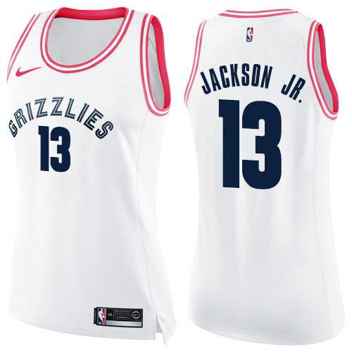 Women's Nike Memphis Grizzlies #13 Jaren Jackson Jr. White Pink NBA Swingman Fashion Jersey