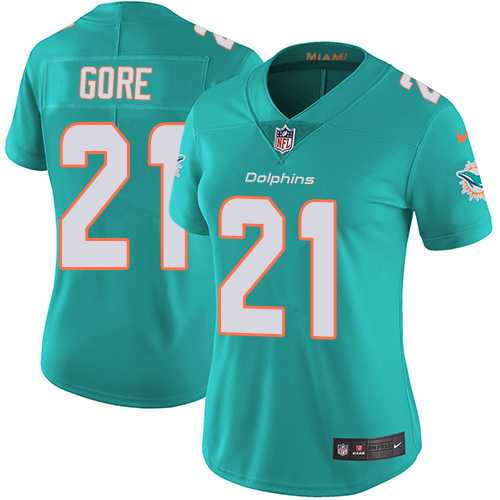 Women's Nike Miami Dolphins #21 Frank Gore Aqua Green Team Color Stitched NFL Vapor Untouchable Limited Jersey