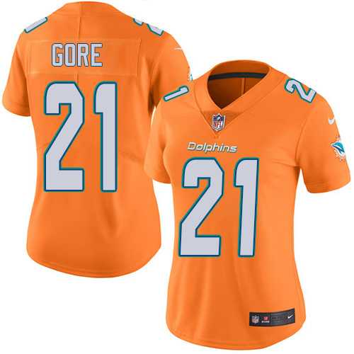 Women's Nike Miami Dolphins #21 Frank Gore Orange Stitched NFL Limited Rush Jersey