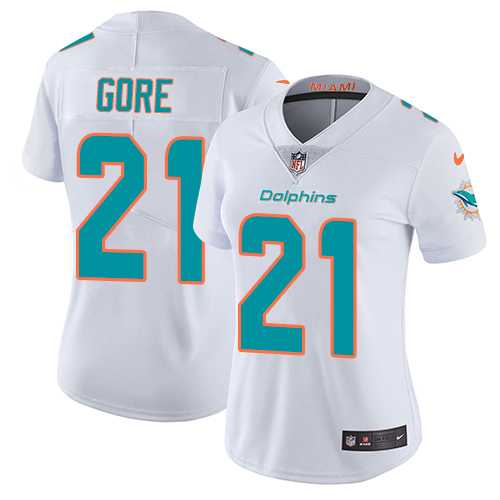 Women's Nike Miami Dolphins #21 Frank Gore White Stitched NFL Vapor Untouchable Limited Jersey