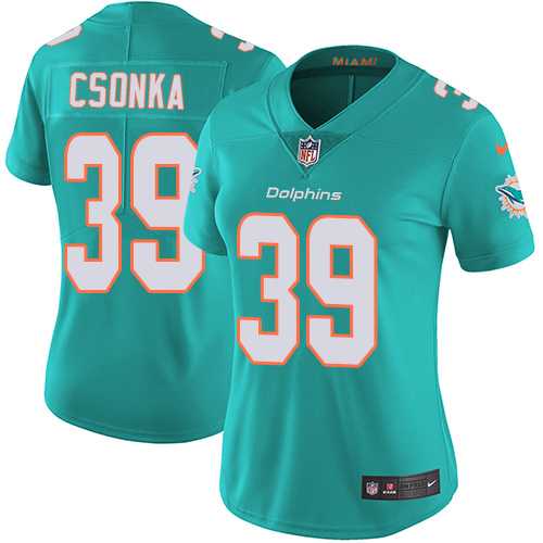 Women's Nike Miami Dolphins #39 Larry Csonka Aqua Green Team Color Stitched NFL Vapor Untouchable Limited Jersey