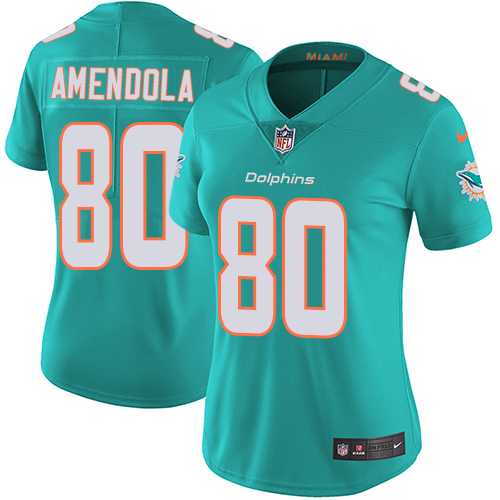 Women's Nike Miami Dolphins #80 Danny Amendola Aqua Green Team Color Stitched NFL Vapor Untouchable Limited Jersey