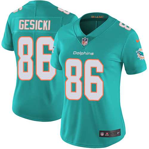 Women's Nike Miami Dolphins #86 Mike Gesicki Aqua Green Team Color Stitched NFL Vapor Untouchable Limited Jersey