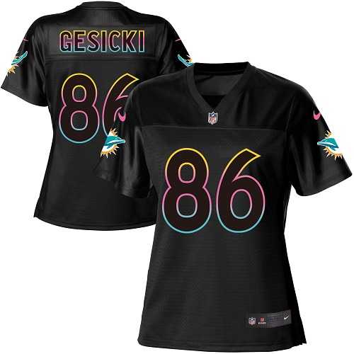 Women's Nike Miami Dolphins #86 Mike Gesicki Black NFL Fashion Game Jersey