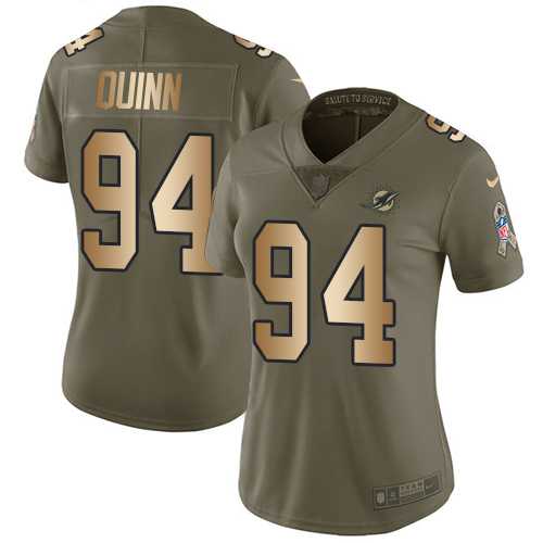 Women's Nike Miami Dolphins #94 Robert Quinn Olive Gold Stitched NFL Limited 2017 Salute to Service Jersey