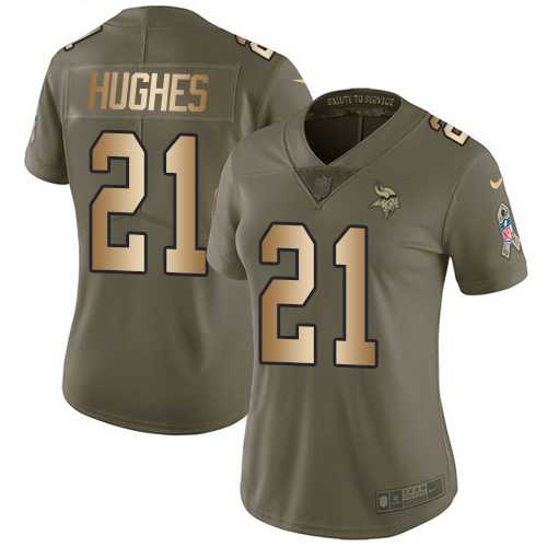 Women's Nike Minnesota Vikings #21 Mike Hughes Olive Gold Stitched NFL Limited 2017 Salute to Service Jersey Women's Nike Minnesota Vikings #21 Mike Hughes Olive Gold Stitched NFL Limited 2017 Salute to Service Jersey