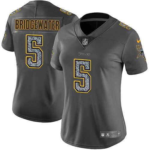 Women's Nike Minnesota Vikings #5 Teddy Bridgewater Gray Static NFL Vapor Untouchable Limited Jersey