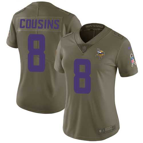 Women's Nike Minnesota Vikings #8 Kirk Cousins Olive Stitched NFL Limited 2017 Salute to Service Jersey