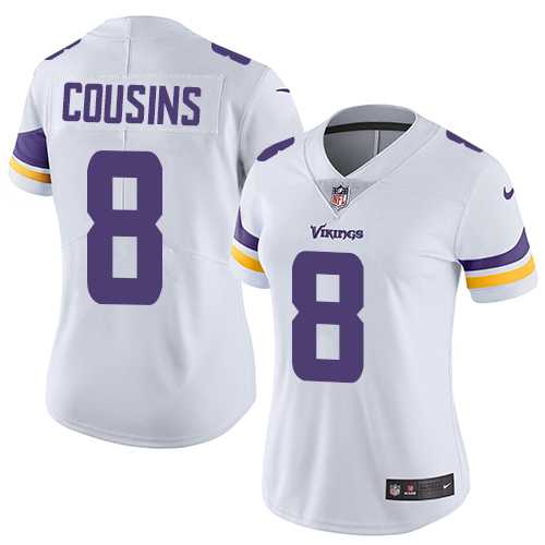 Women's Nike Minnesota Vikings #8 Kirk Cousins White Stitched NFL Vapor Untouchable Limited Jersey