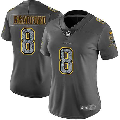 Women's Nike Minnesota Vikings #8 Sam Bradford Gray Static NFL Vapor Untouchable Limited Jersey