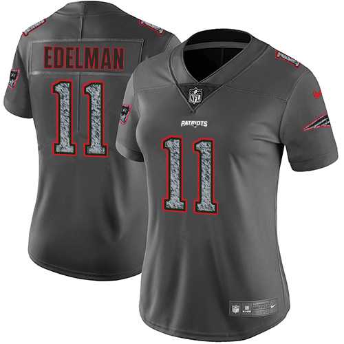 Women's Nike New England Patriots #11 Julian Edelman Gray Static NFL Vapor Untouchable Limited Jersey