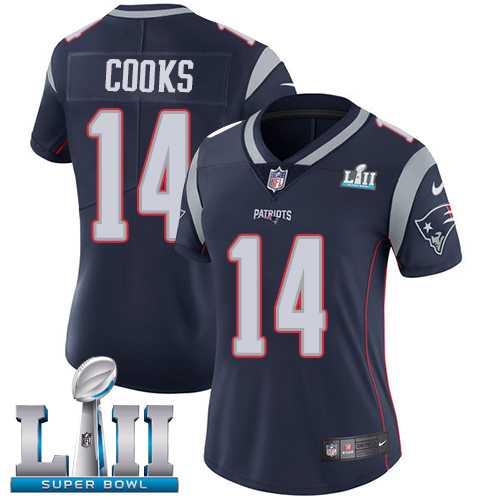 Women's Nike New England Patriots #14 Brandin Cooks Navy Blue Team Color Super Bowl LII Stitched NFL Vapor Untouchable Limited Jersey