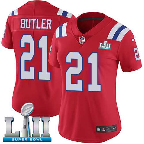 Women's Nike New England Patriots #21 Malcolm Butler Red Alternate Super Bowl LII Stitched NFL Vapor Untouchable Limited Jersey