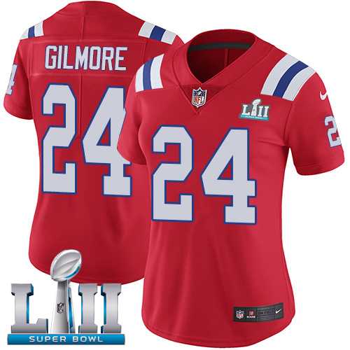 Women's Nike New England Patriots #24 Stephon Gilmore Red Alternate Super Bowl LII Stitched NFL Vapor Untouchable Limited Jersey