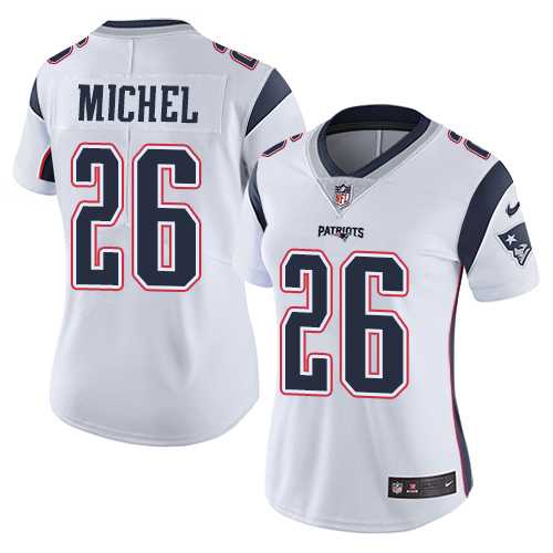 Women's Nike New England Patriots #26 Sony Michel White Stitched NFL Vapor Untouchable Limited Jersey