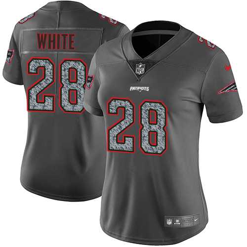 Women's Nike New England Patriots #28 James White Gray Static NFL Vapor Untouchable Limited Jersey