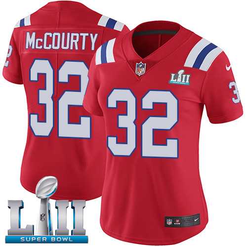 Women's Nike New England Patriots #32 Devin McCourty Red Alternate Super Bowl LII Stitched NFL Vapor Untouchable Limited Jersey