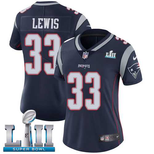 Women's Nike New England Patriots #33 Dion Lewis Navy Blue Team Color Super Bowl LII Stitched NFL Vapor Untouchable Limited Jersey