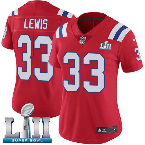 Women's Nike New England Patriots #33 Dion Lewis Red Alternate Super Bowl LII Stitched NFL Vapor Untouchable Limited Jersey
