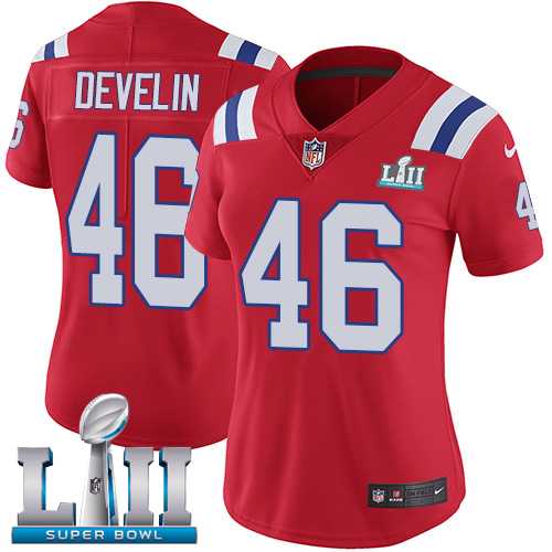 Women's Nike New England Patriots #46 James Develin Red Alternate Super Bowl LII Stitched NFL Vapor Untouchable Limited Jersey