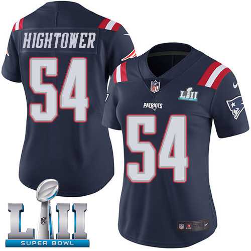 Women's Nike New England Patriots #54 Dont'a Hightower Navy Blue Super Bowl LII Stitched NFL Limited Rush Jersey