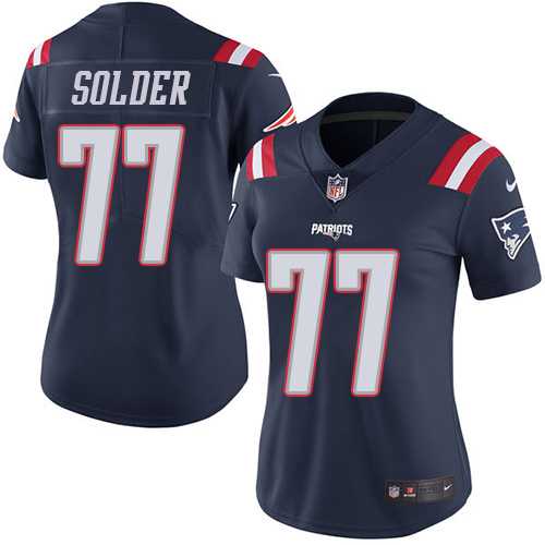 Women's Nike New England Patriots #77 Nate Solder Navy Blue Stitched NFL Limited Rush Jersey