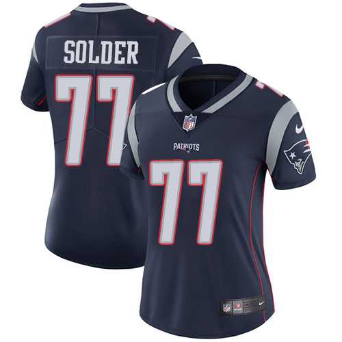 Women's Nike New England Patriots #77 Nate Solder Navy Blue Team Color Stitched NFL Vapor Untouchable Limited Jersey
